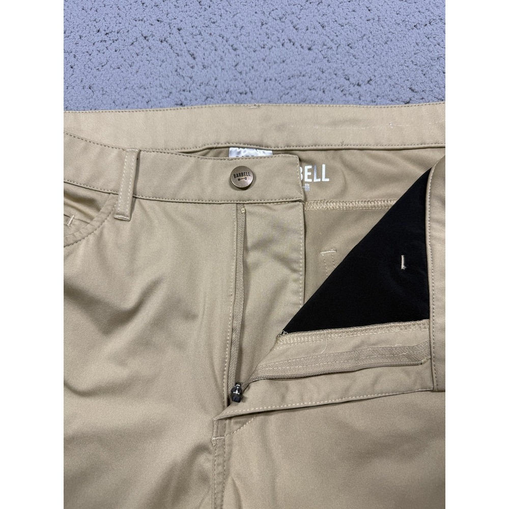 Barbell Pants Mens 34x32 Beige Microfiber Performance Chino Casual Travel Golf - Picture 2 of 10